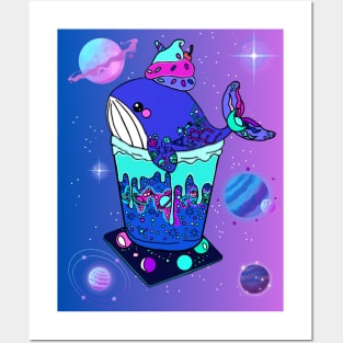 Galaxy Frappe Whale (blue/purle) Posters and Art